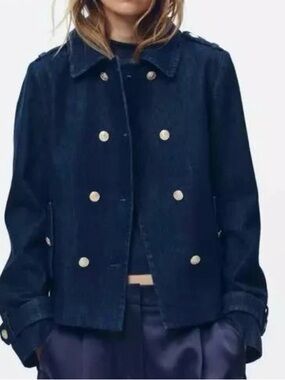 Zara Double-Breasted Denim Jacket